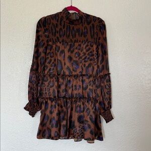 KARLIE Brown and Black Patterned Dress